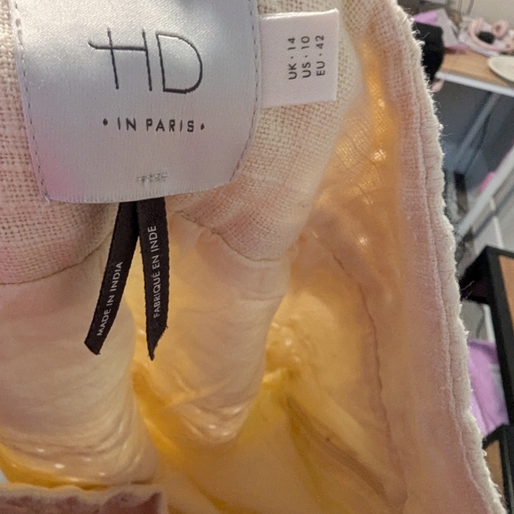 Anthropologie,Elegant Cream Linen Fringe Skirt,Size 10 - Picture 6 of 6